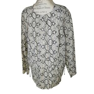 Chi‎ by Carlos Falchi Leather Jacket Womens 2XL Snakeskin Gray Blazer Maximalist